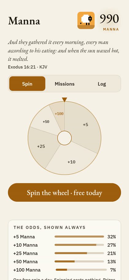 Spin the wheel, slices sized by their odds